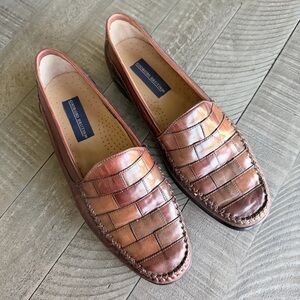 Giorgio Brutini Woven Leather Loafers in Rich Brown Size 10